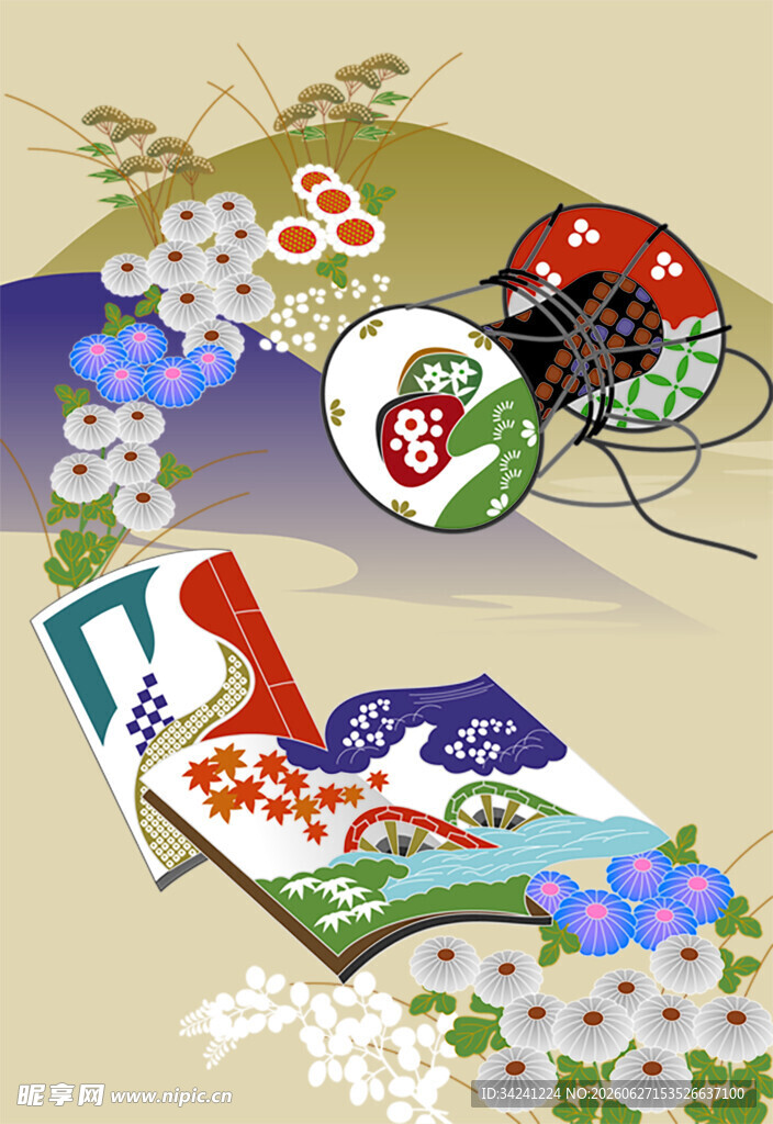 和风日式传统元素插画