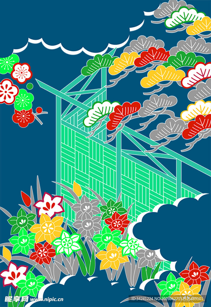 日式传统浮世绘风格插画