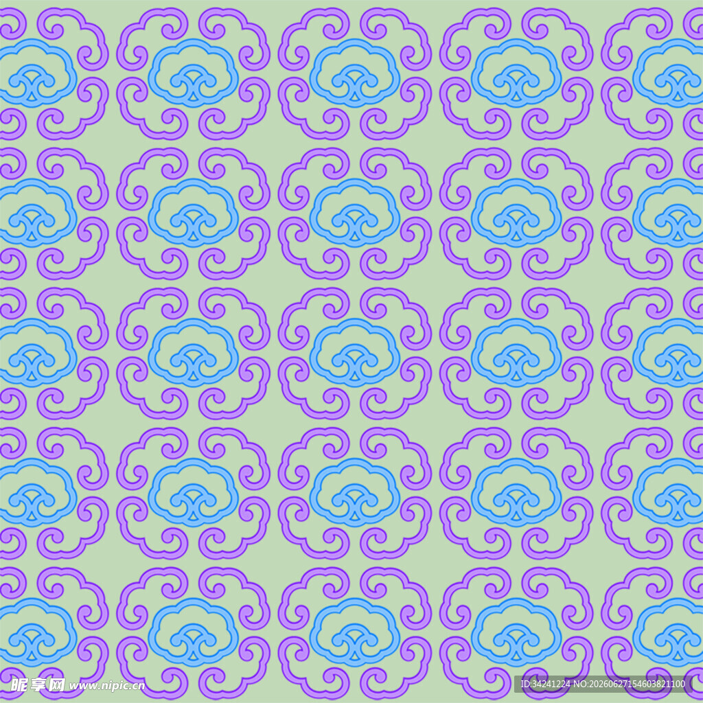梦幻蓝紫几何花纹图案