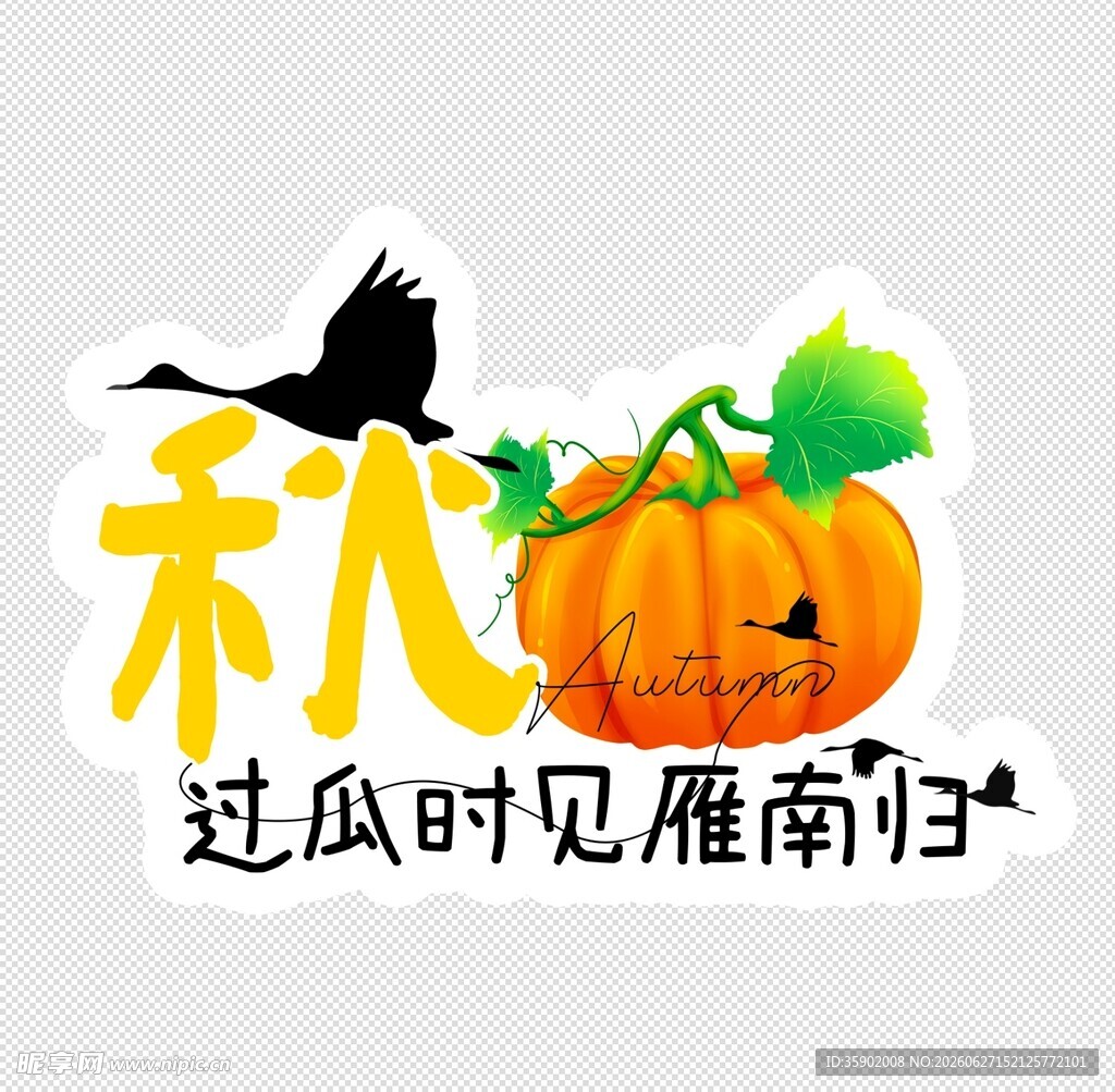 秋日南瓜与飞鸟的诗意画面