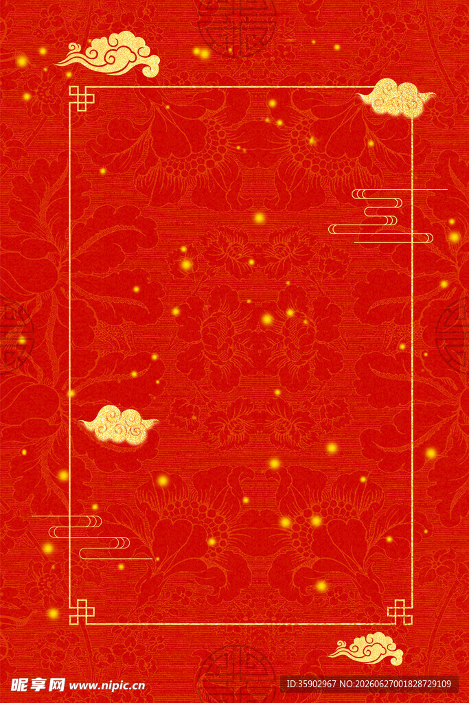 喜庆红色云纹背景图