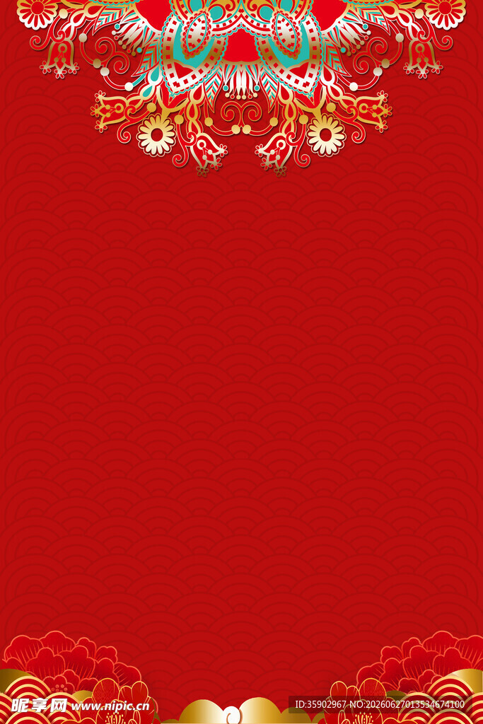 喜庆红色中式花纹背景图
