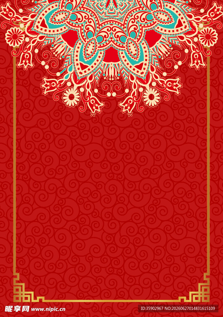 红色中式传统花纹背景图