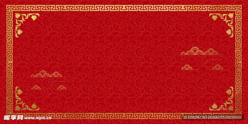 红色中式金边喜庆背景图