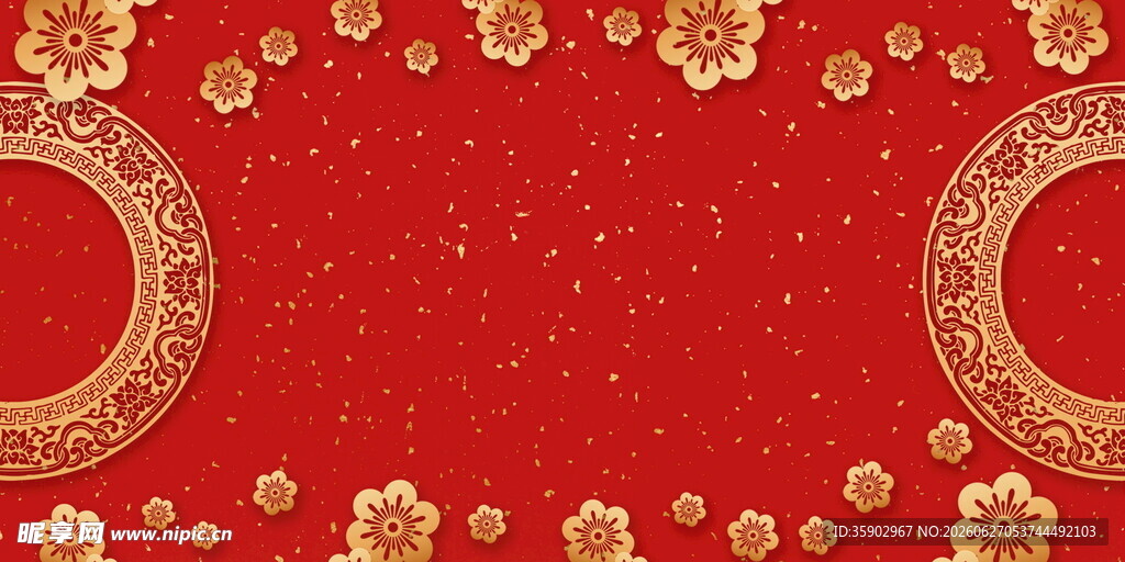 红色中式花纹背景图案