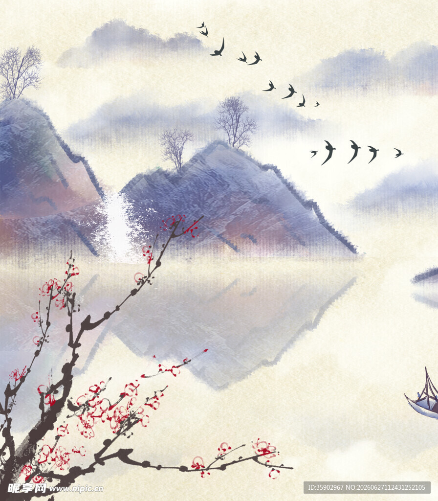 水墨山水间的诗意景致