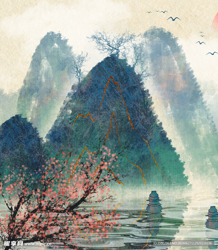 水墨山水间的诗意景致