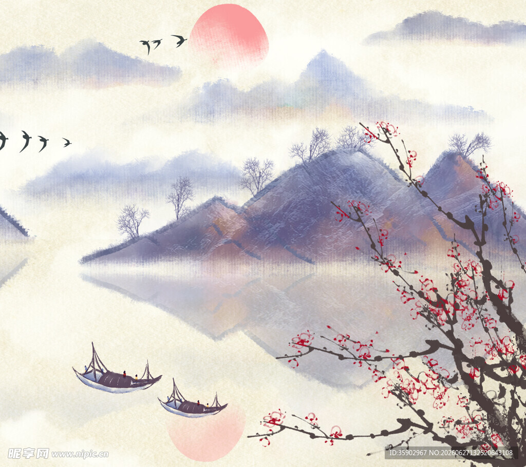 水墨山水间的诗意景致