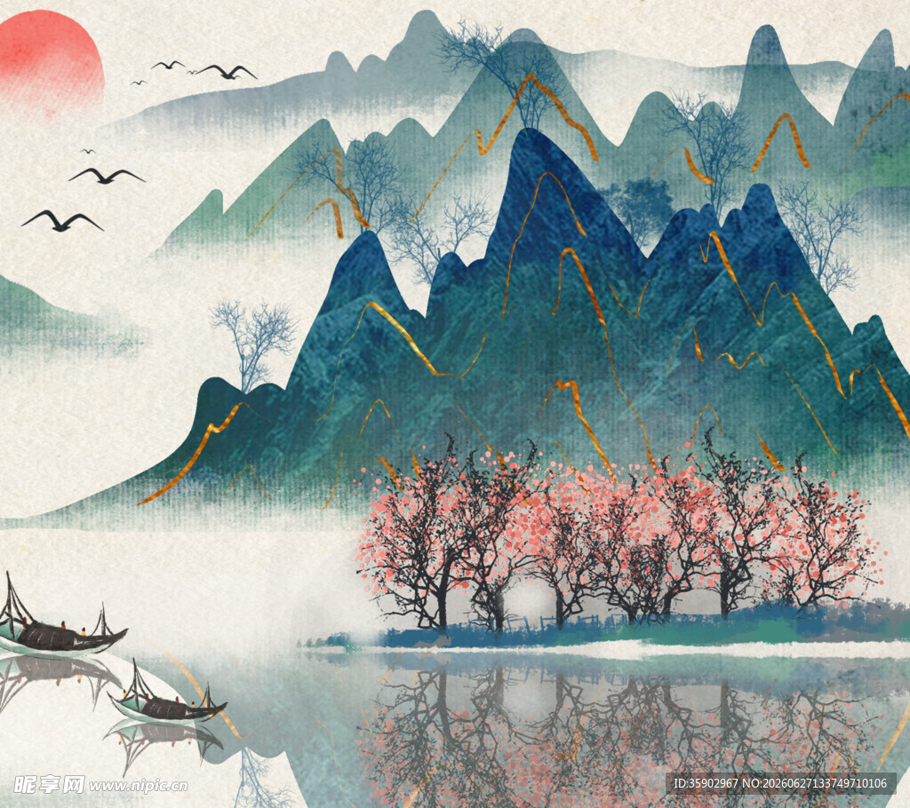 水墨山水间的诗意画卷