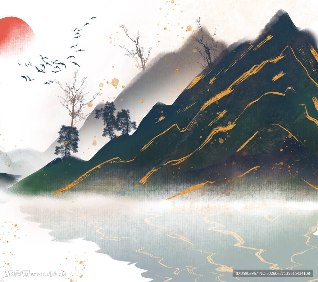 水墨山水间的诗意景致