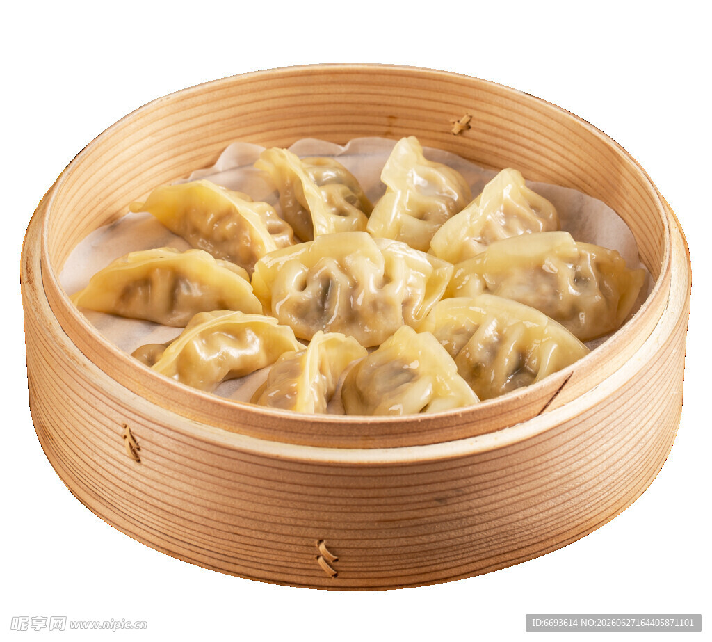 竹制蒸笼里的美味饺子