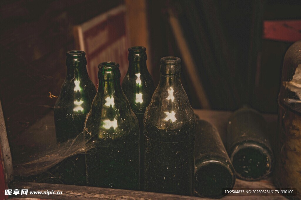 复古风啤酒瓶特写