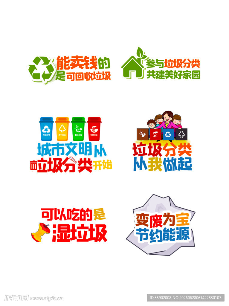 垃圾分类标识集合