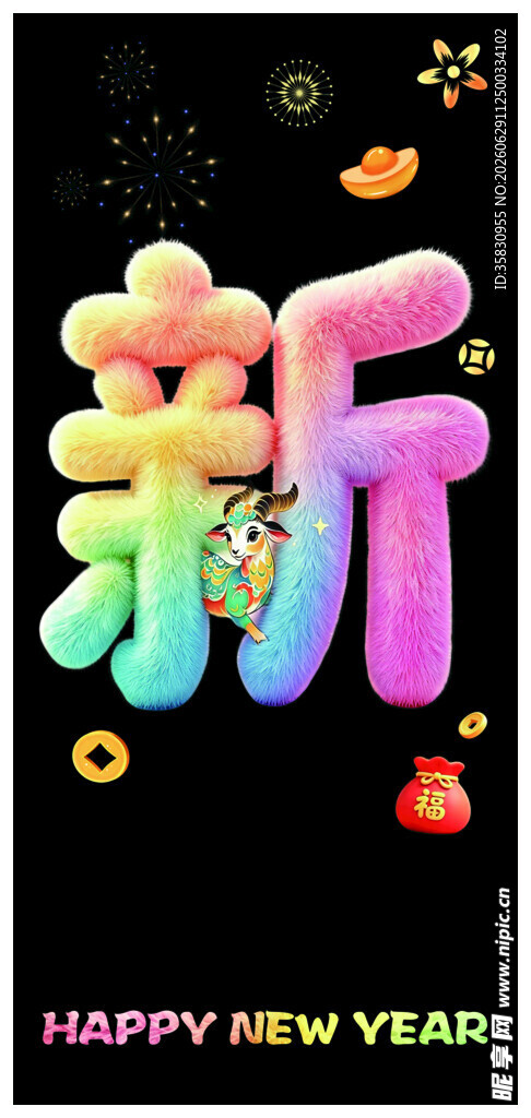 新年彩色立体新字贺图