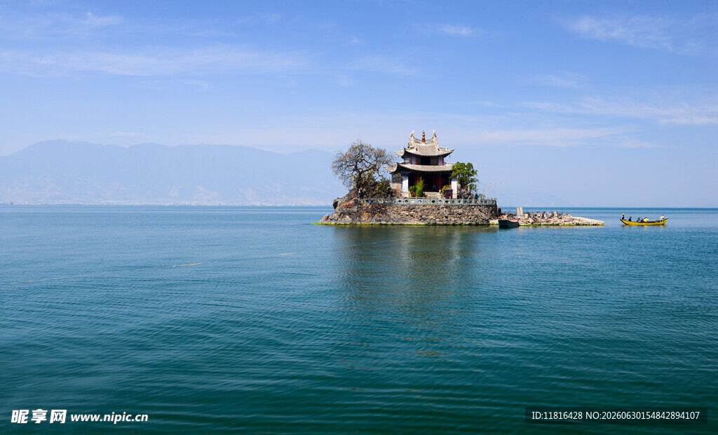 海上孤屋静谧海景风光