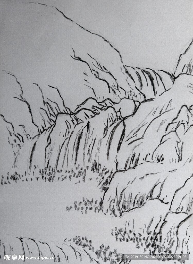 山水速写风景图