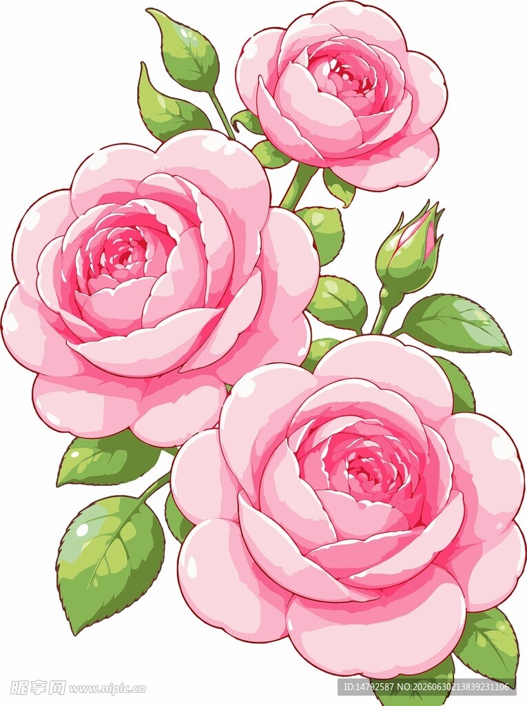卡通玫瑰花矢量