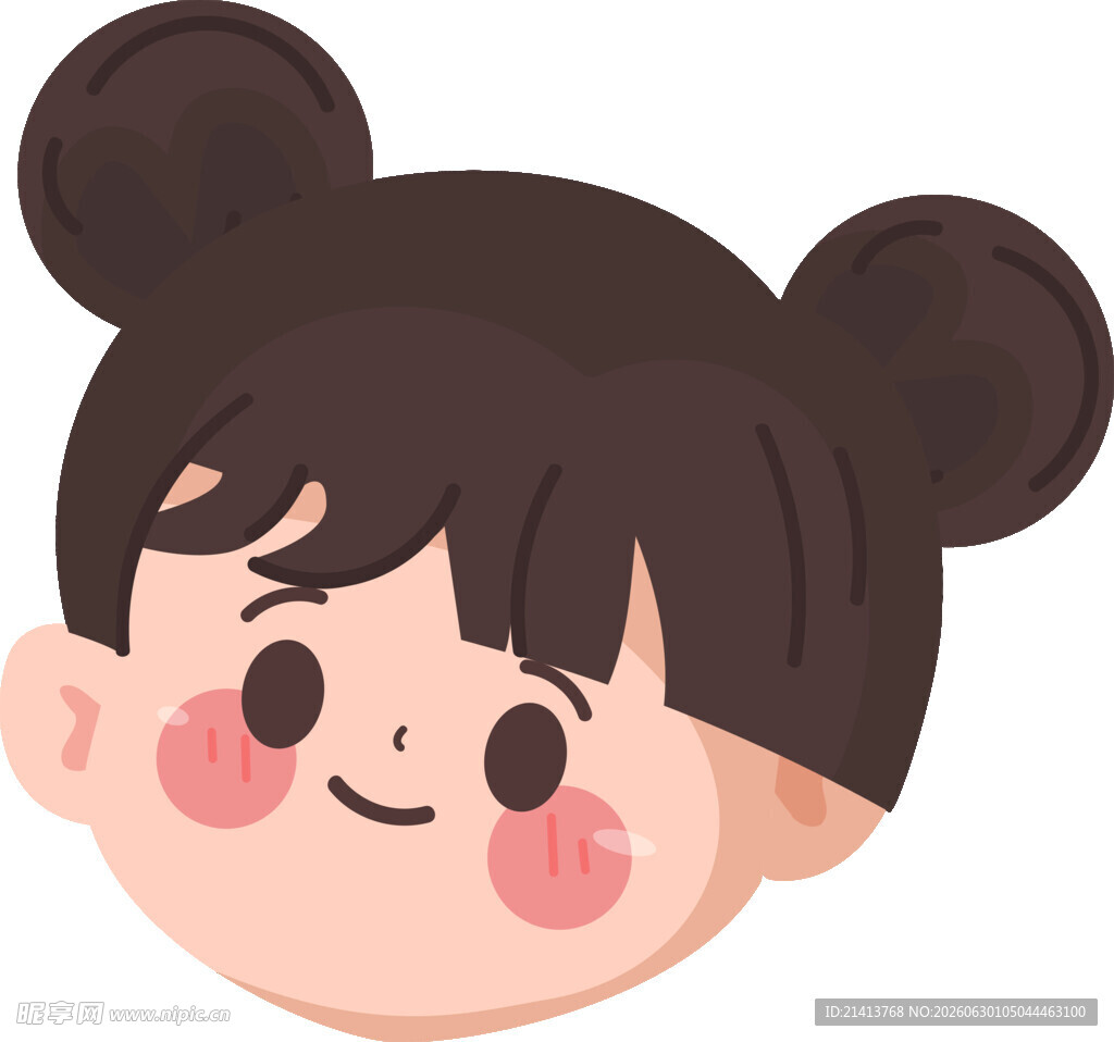 可爱双丸子头卡通小女孩