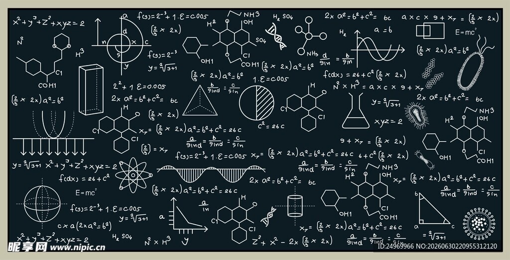 黑板上的数学物理公式