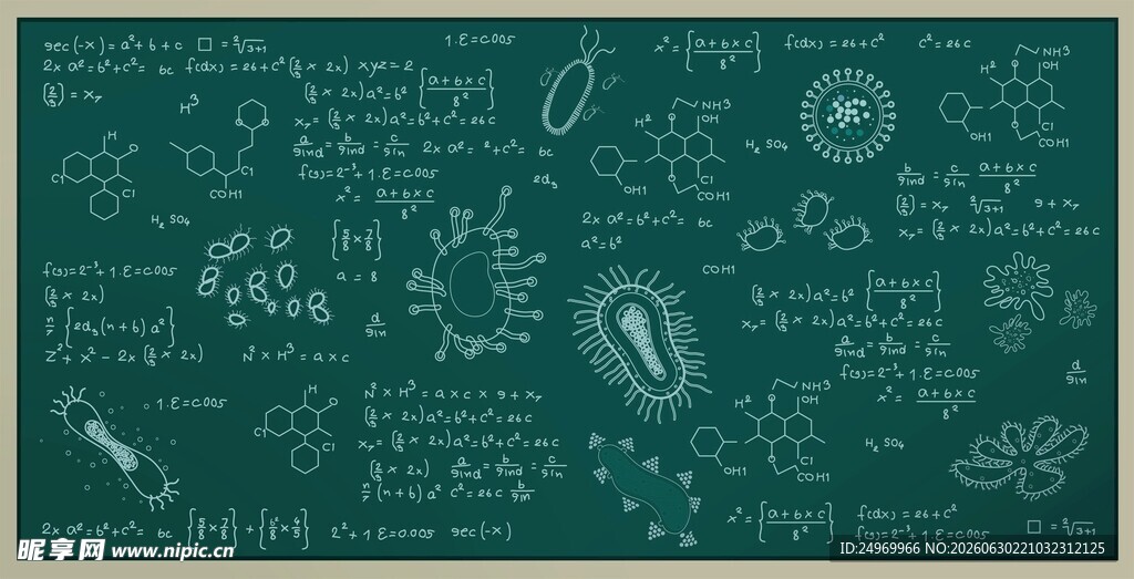 黑板上的多彩数学符号
