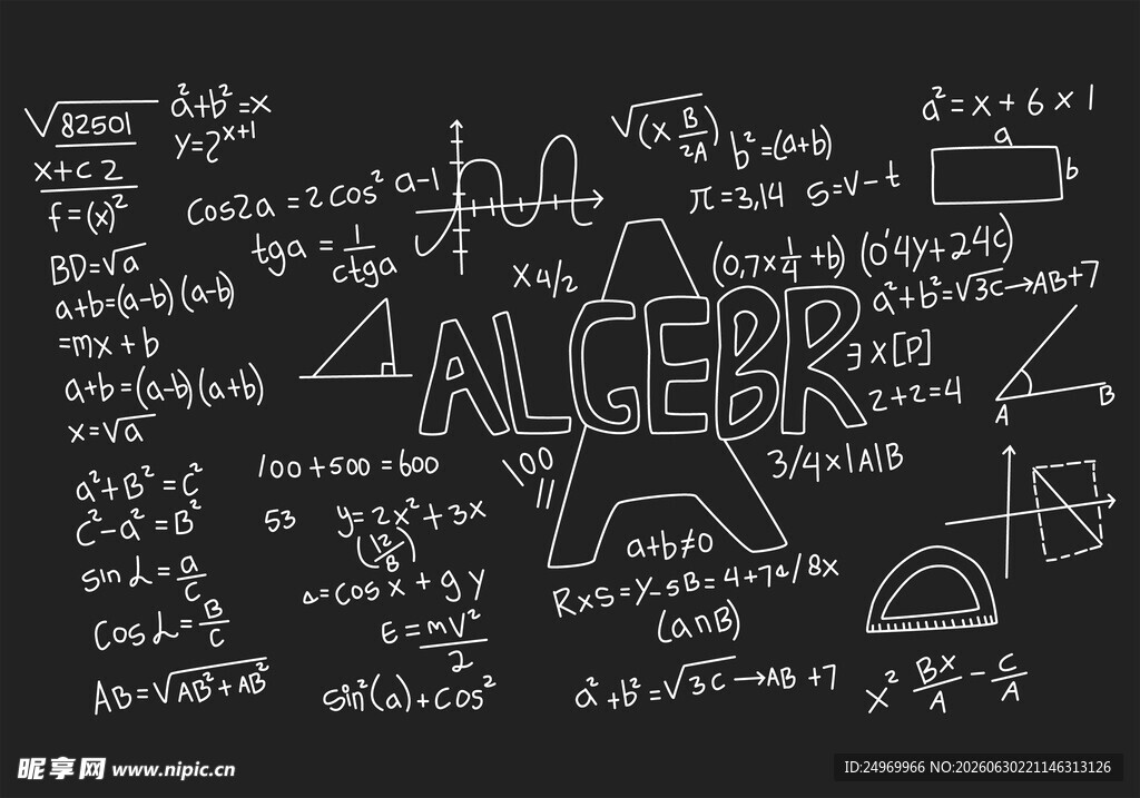 黑板上的数学物理涂鸦图案