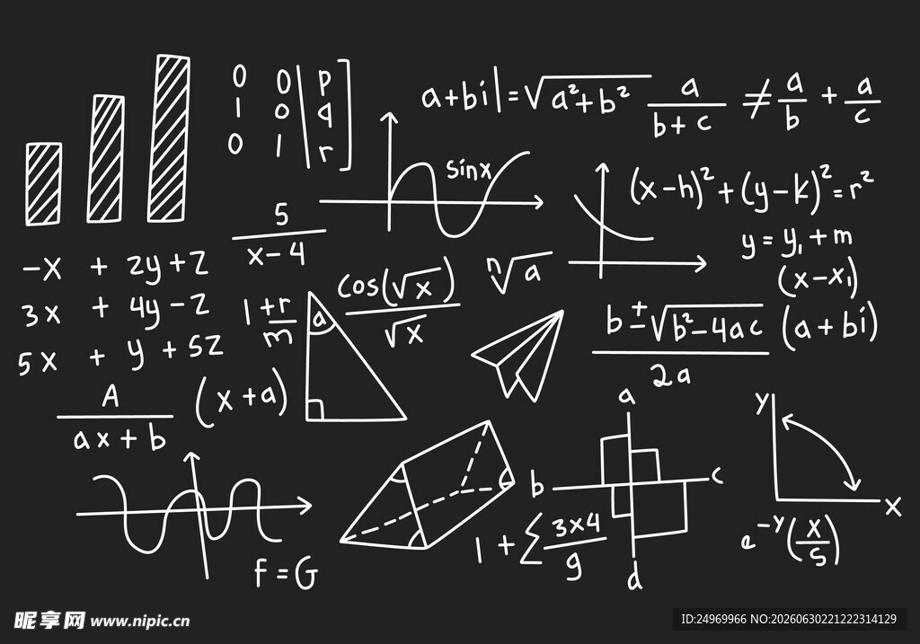 黑板上的数学物理公式图案