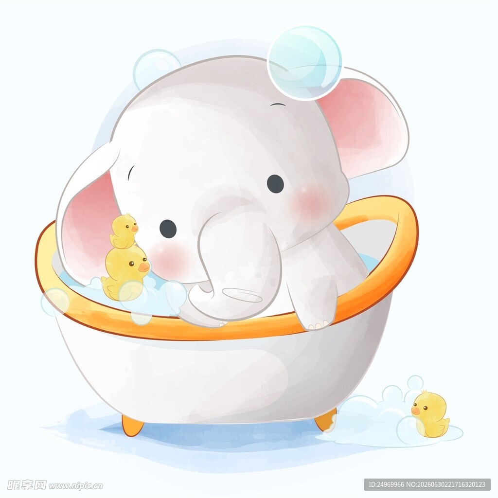 小象泡澡图