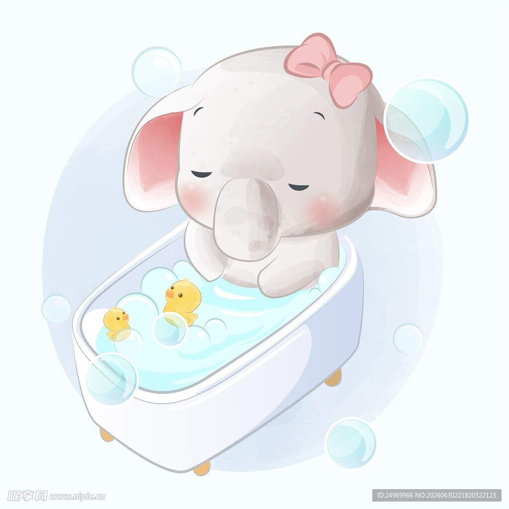 小象惬意泡澡时刻