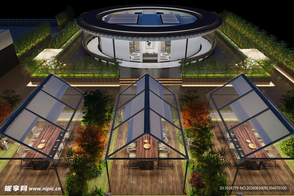 现代风格建筑与绿植景观