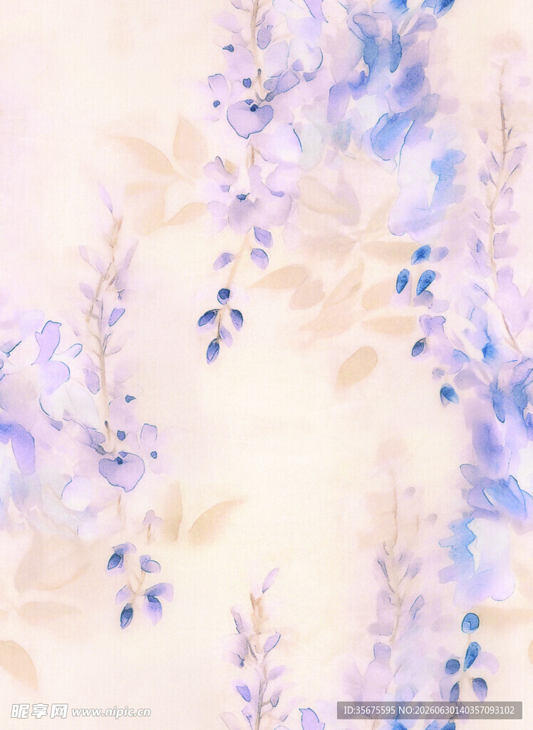 淡紫色花卉水彩画背景
