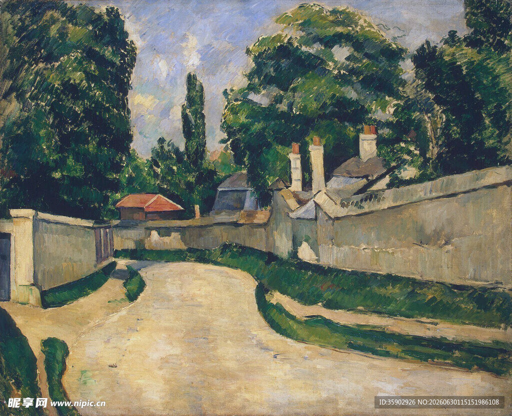 梵高风格花园风景油画