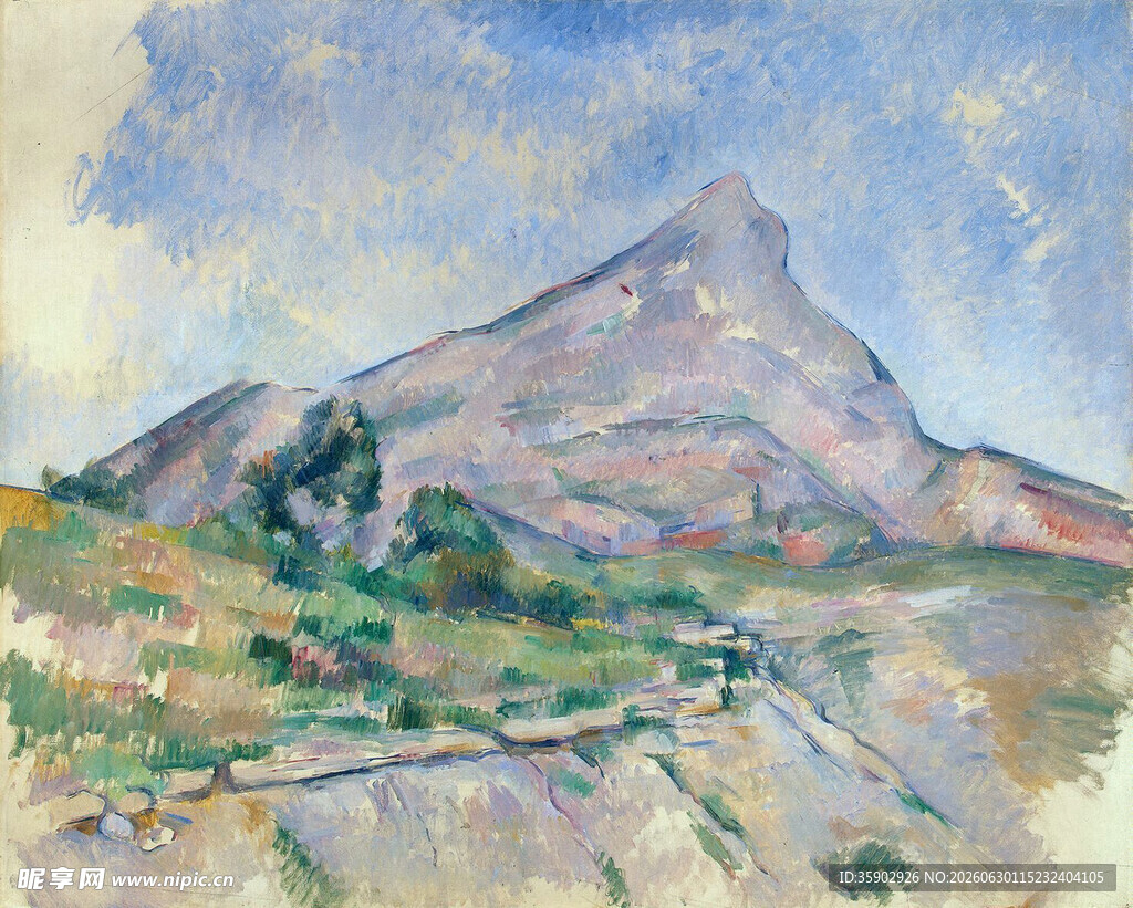 印象派风格的山景画作