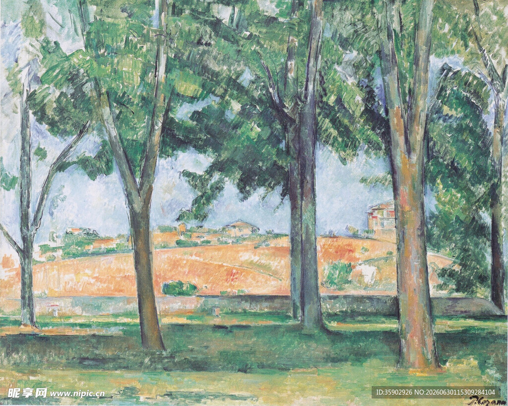 林间风景油画