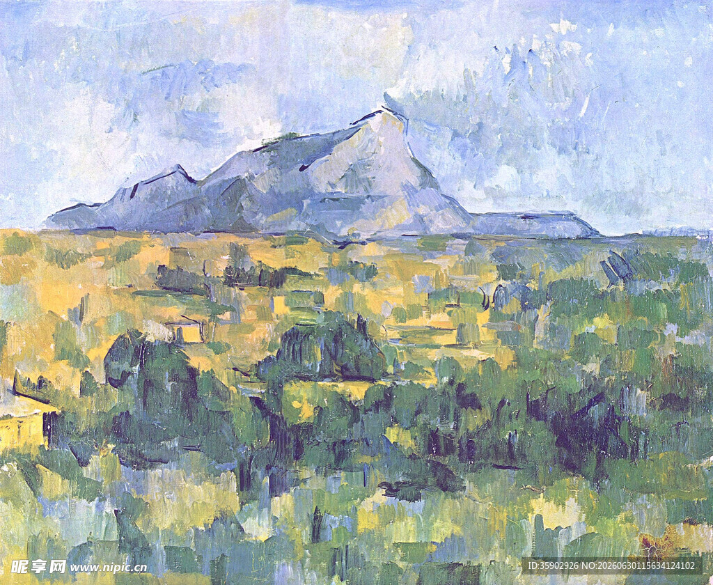 田野山峦风景油画