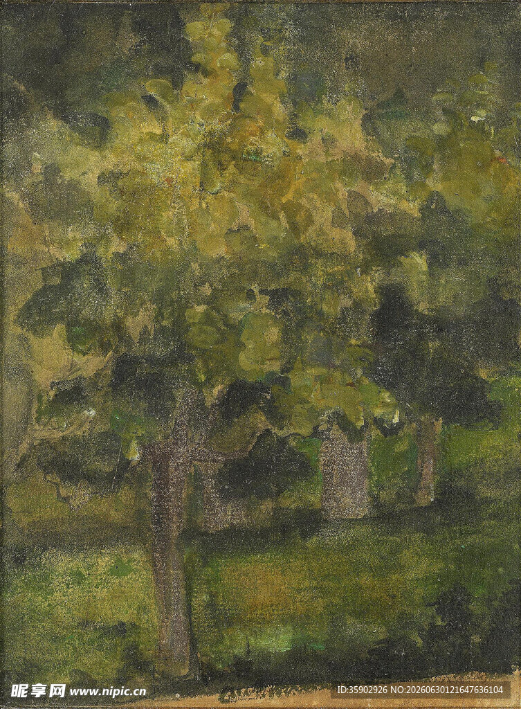 林间景致油画