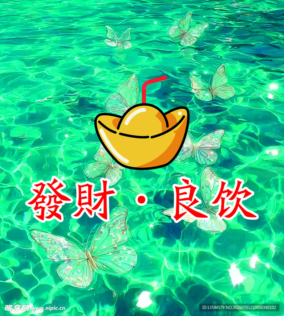 水中金元宝寓意发财