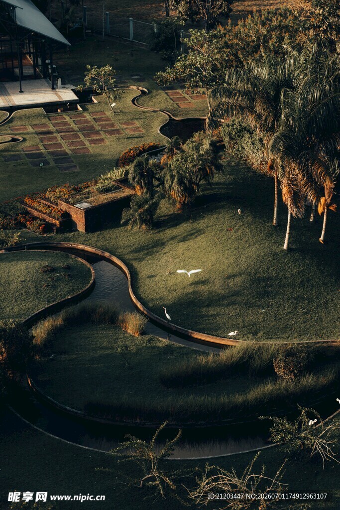 黄昏下的户外露营场景