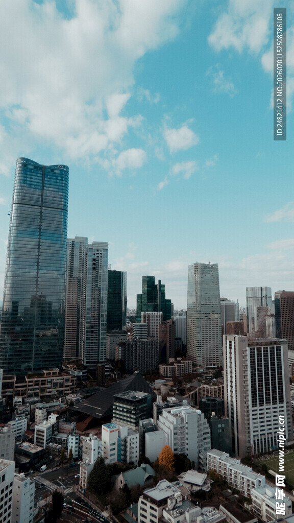 城市天际线景观俯瞰图