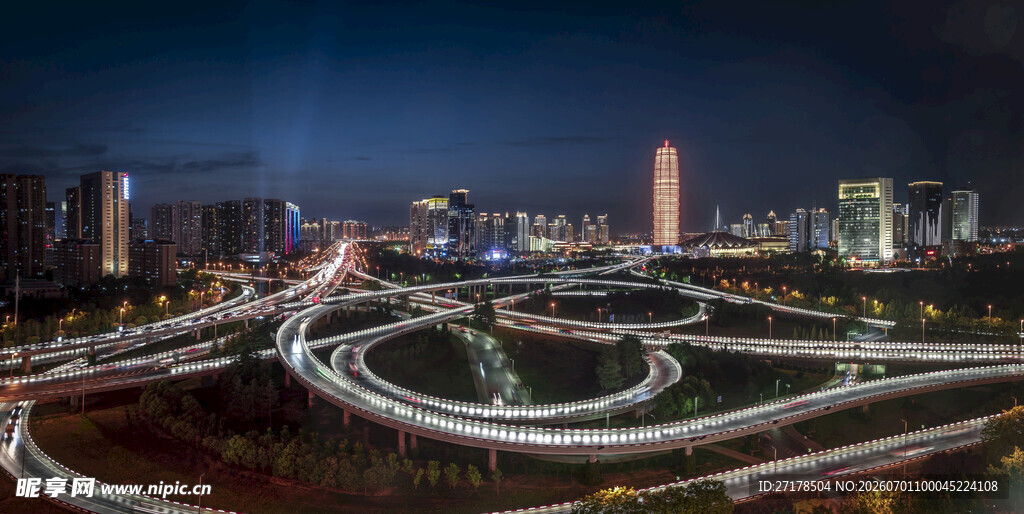 城市夜景立交桥璀璨风光