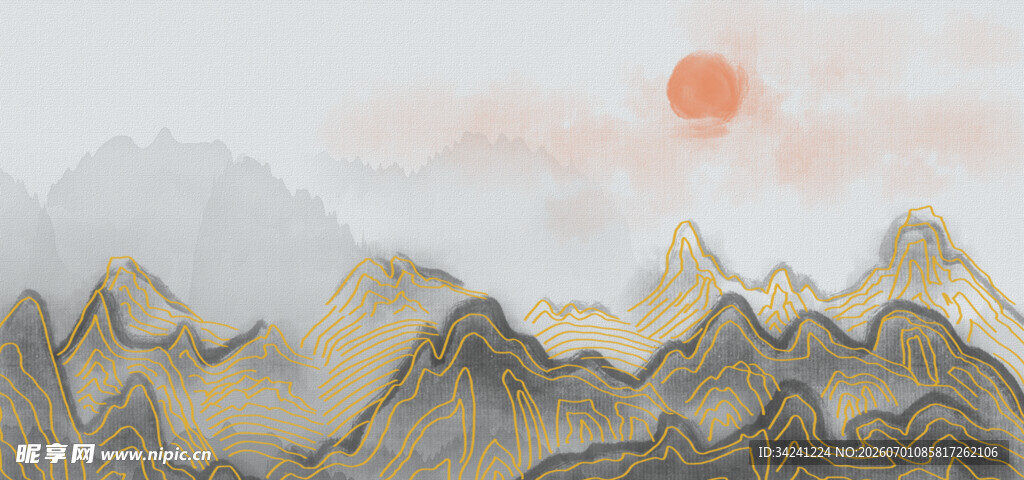 日出群山间的壮美景色