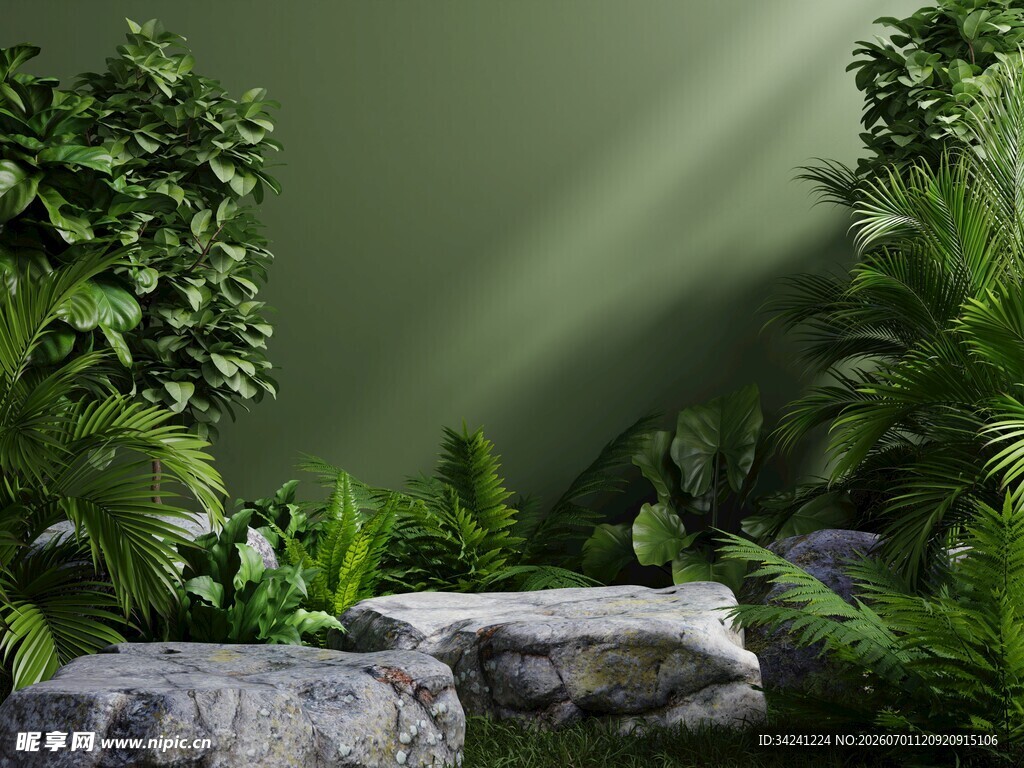 绿意盎然的石景植物景观