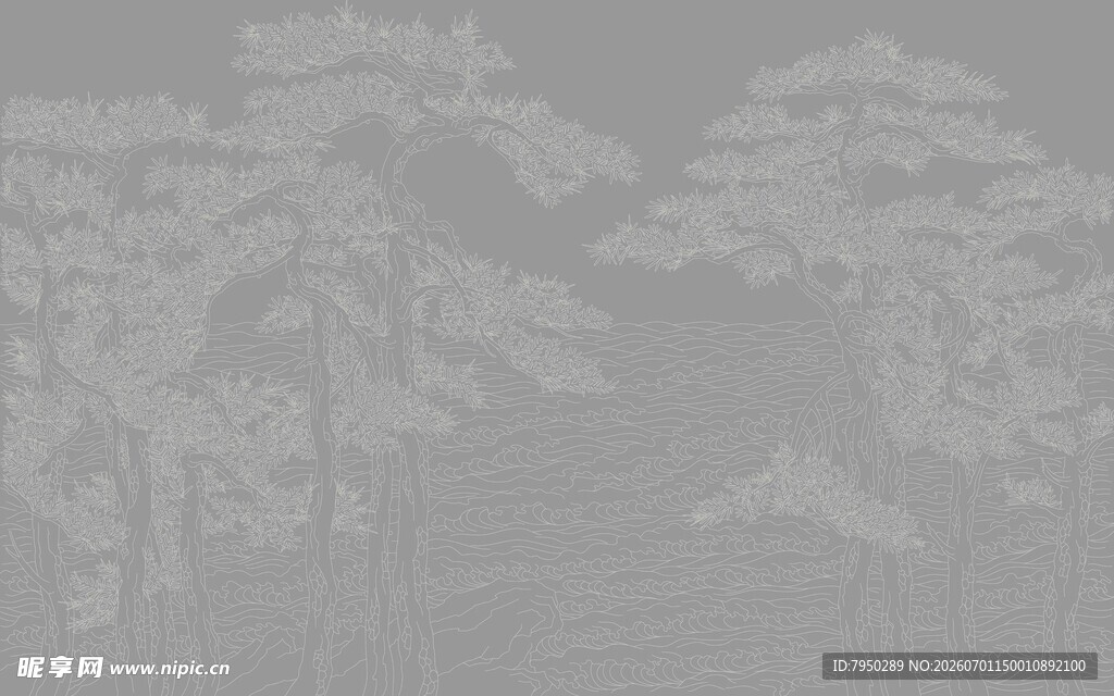 中式山水风景图案
