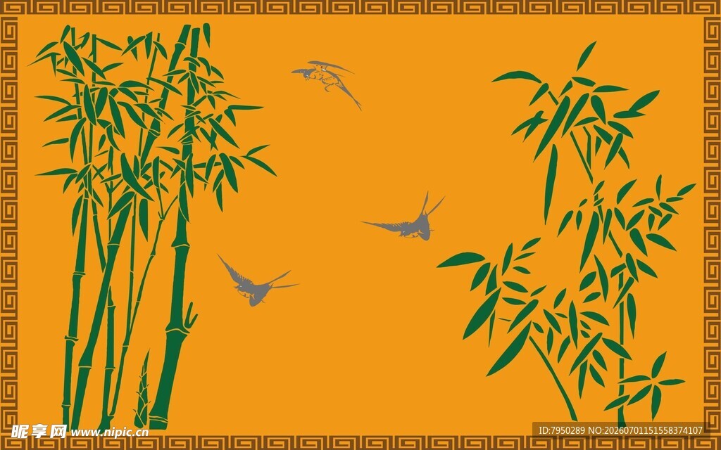 中式竹景插画