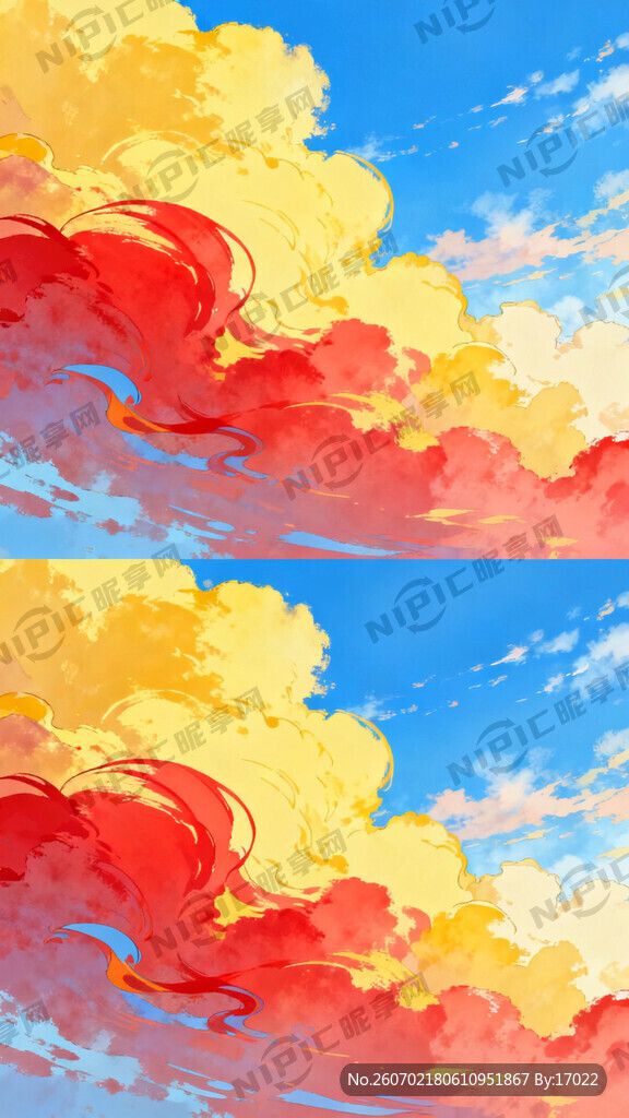 以红黄两色为主 天蓝色为辅