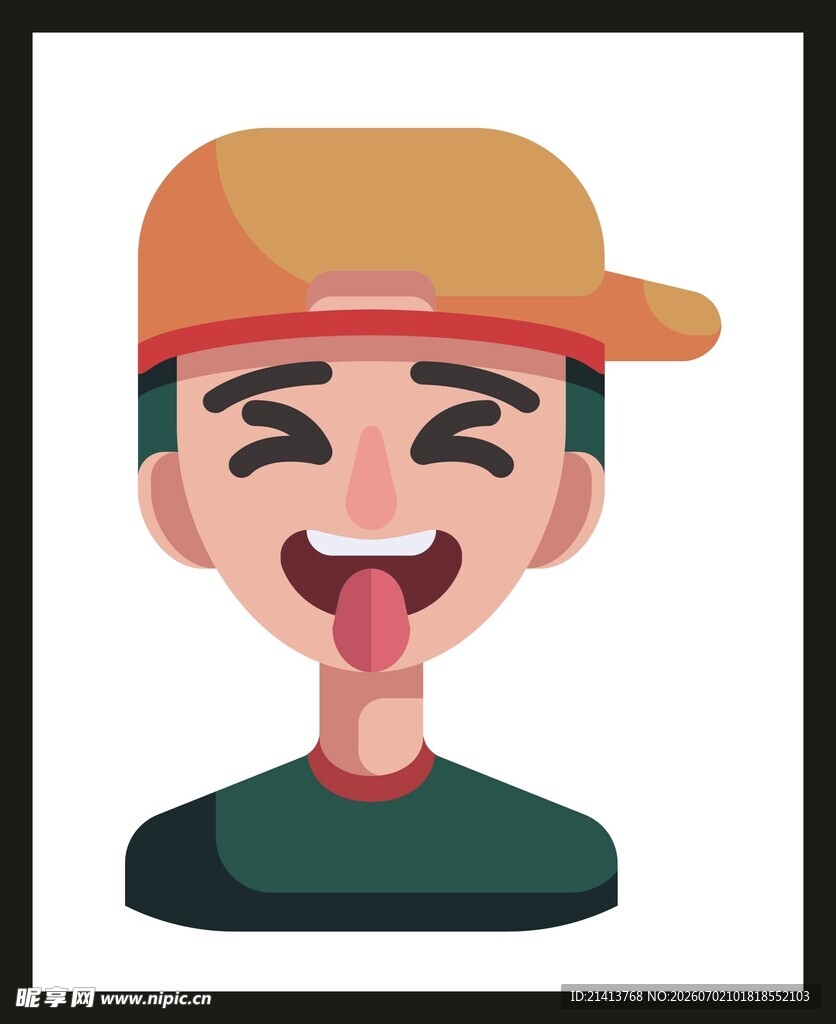 俏皮吐舌戴帽卡通人物