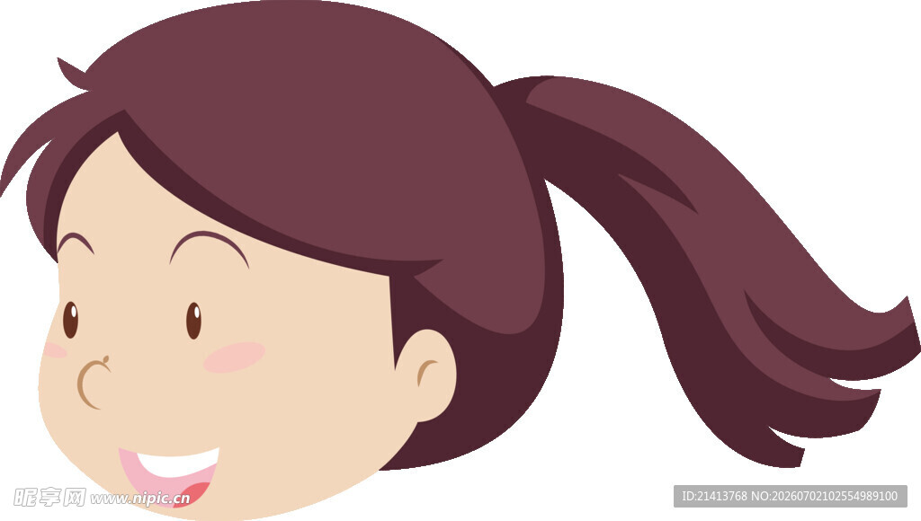 扎马尾的快乐小女孩