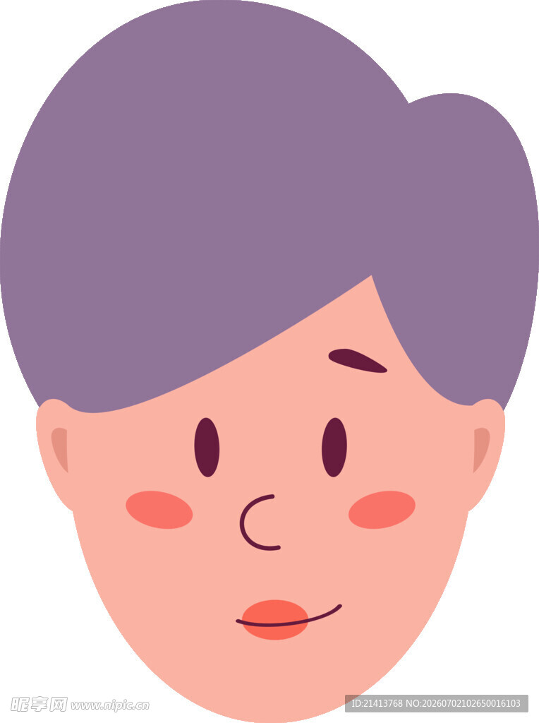 紫色短发卡通人物头像