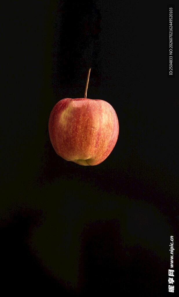 悬挂的鲜艳红苹果