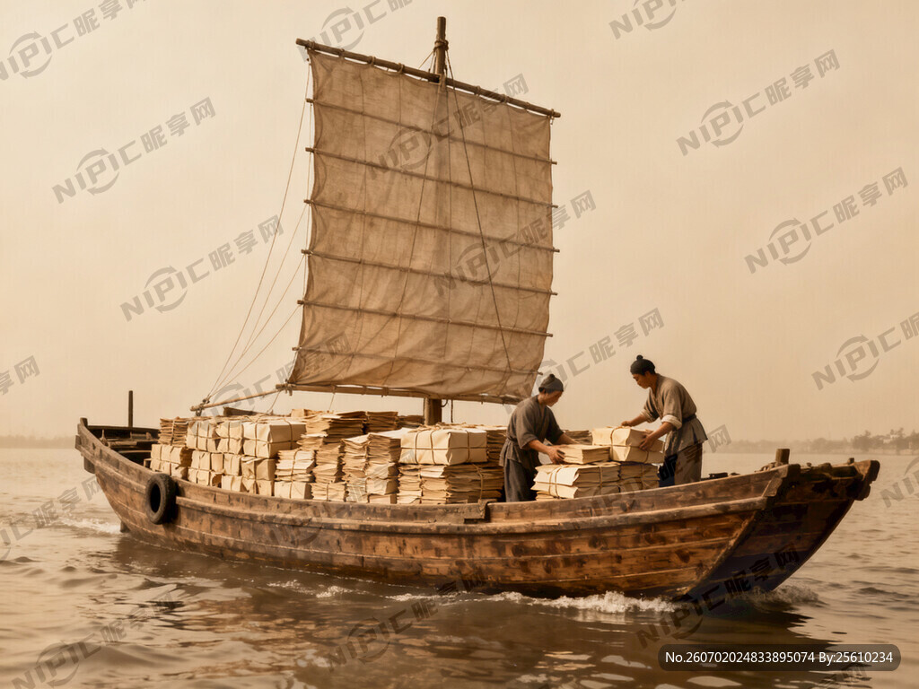 清代的大船    纸要打包好 