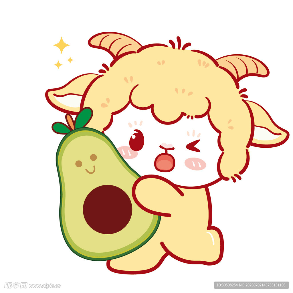 可爱卡通小羊与女孩图案